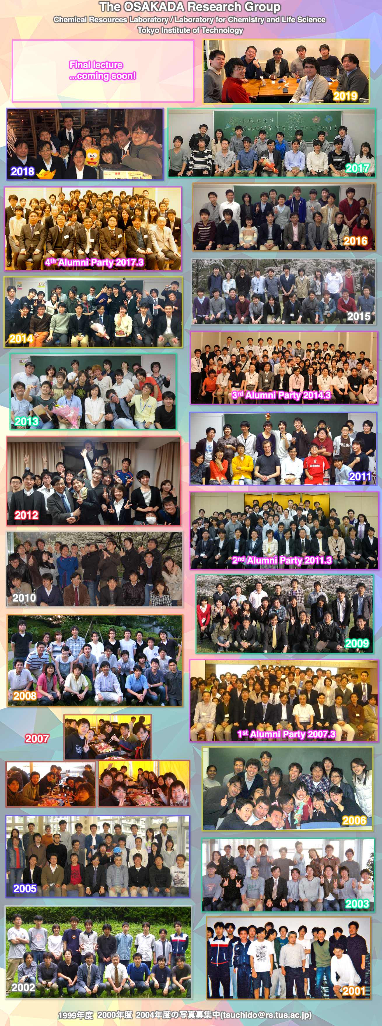 2001年から2019年までの集合写真